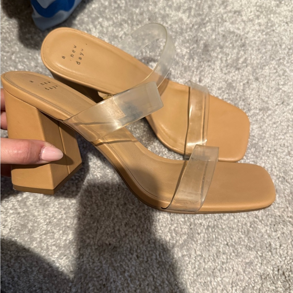 Women's Tan Block Heel strappy Sandals